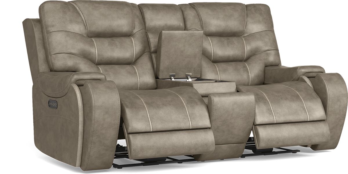 Laredo Springs Gray Microfiber Dual Power Reclining Loveseat | Rooms to Go
