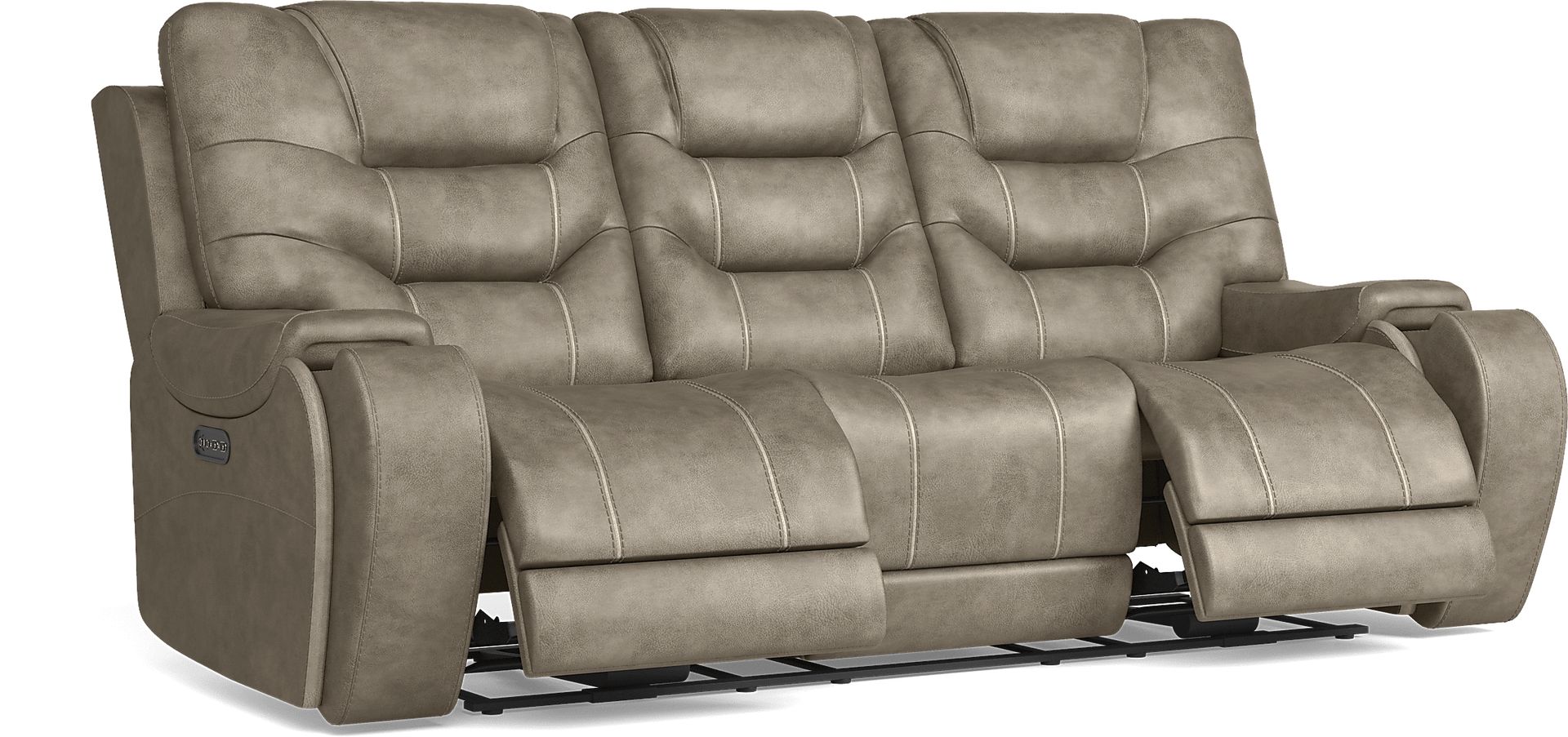 Laredo Springs Gray Dual Power Reclining Sofa - Image 3