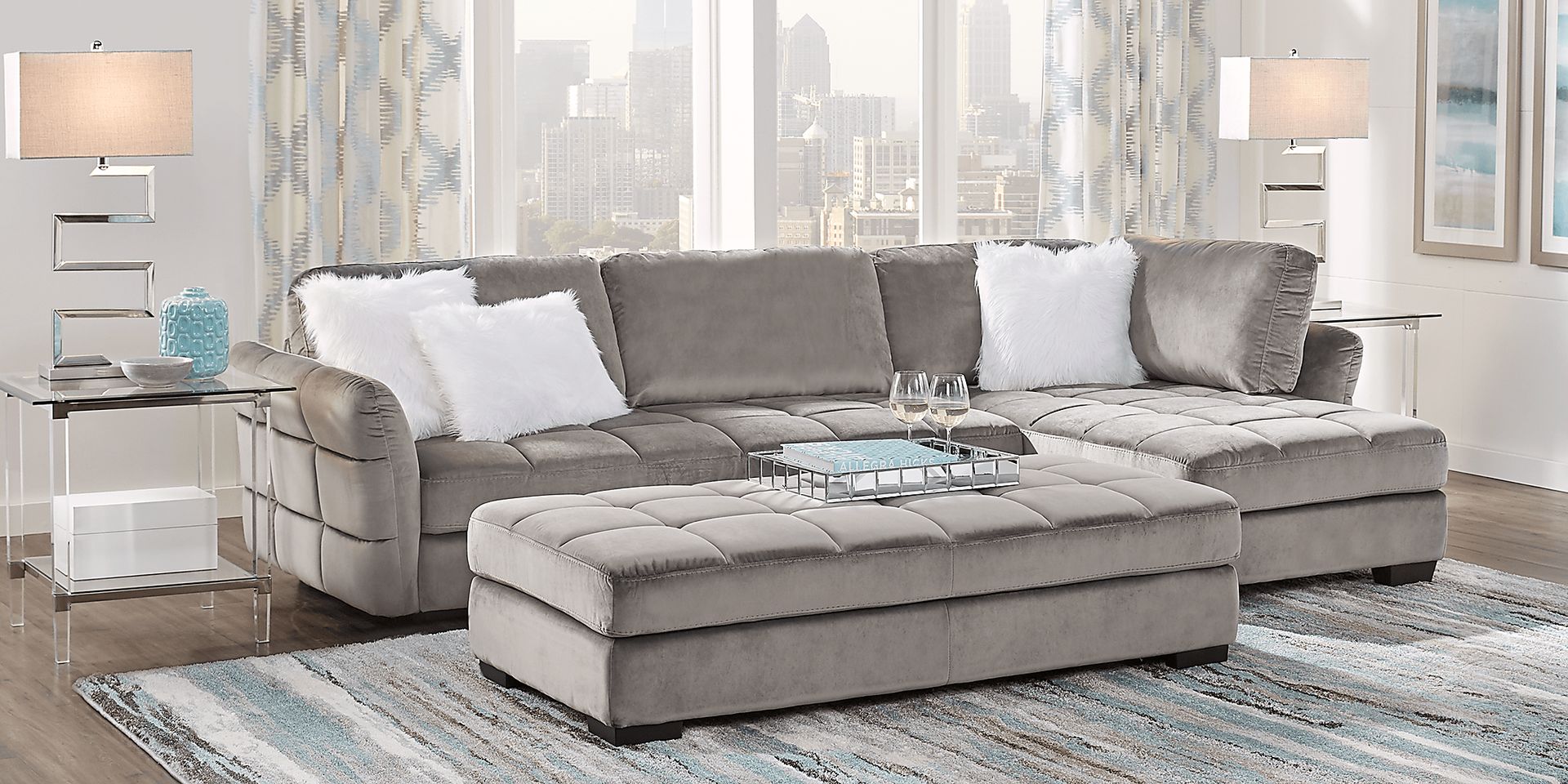 Largo Drive Gray 6 Pc Sectional Living Room Plus HDTV - Image 1