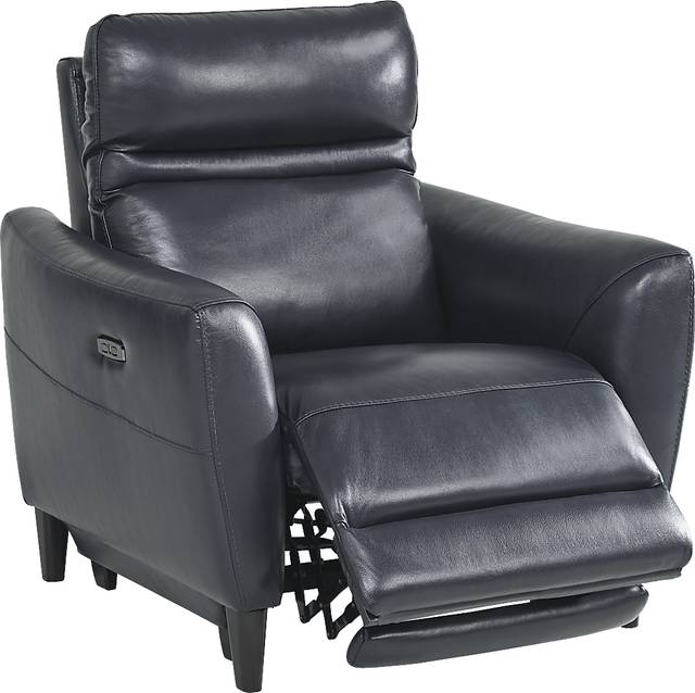 Larino Blue Leather 3 Pc Dual Power Reclining Living Room - Thumbnail - Image 10