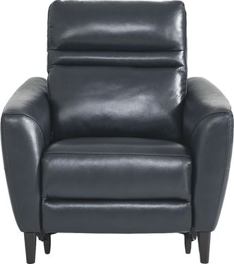 Larino Blue Leather Dual Power Recliner
