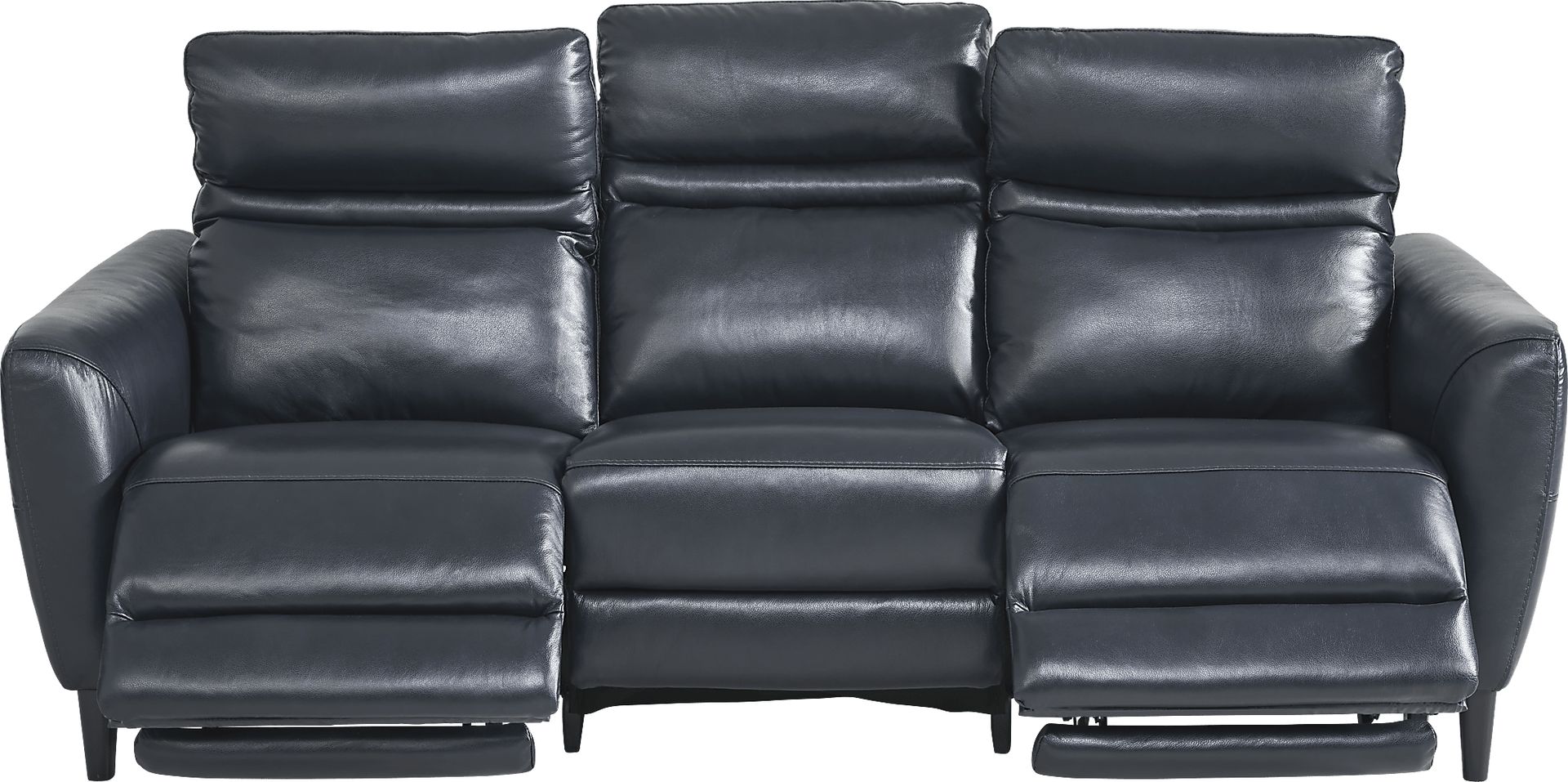Larino Blue Leather 8 Pc Dual Power Reclining Living Room - Image 3