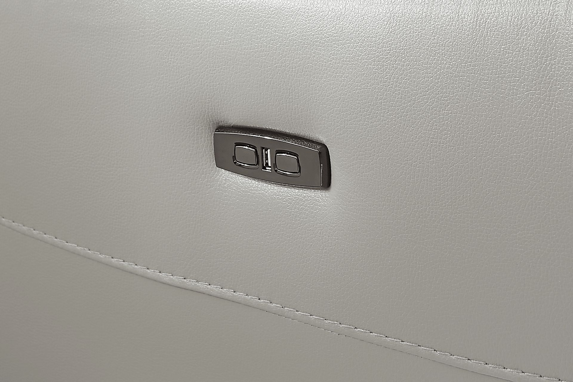 Larino Light Gray Leather Dual Power Reclining Loveseat - Image 5