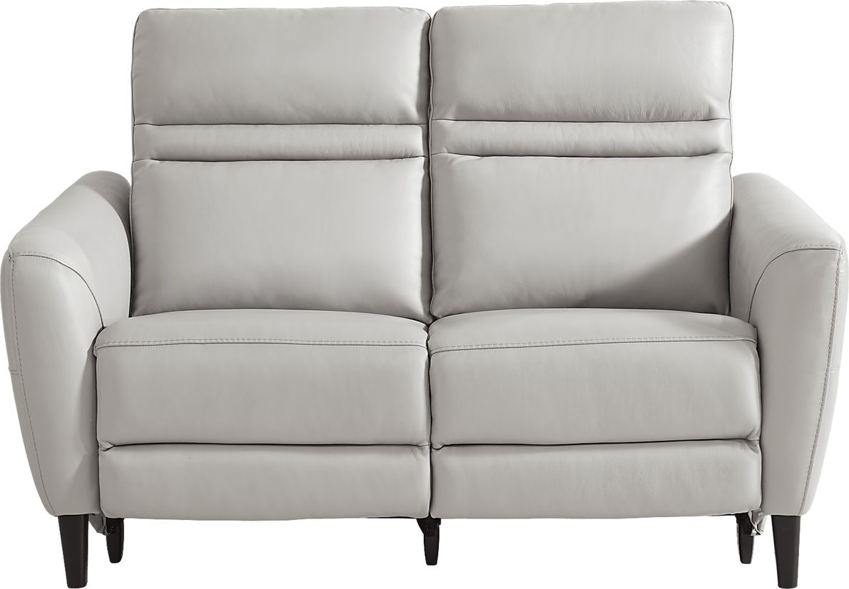 Light gray deals leather loveseat