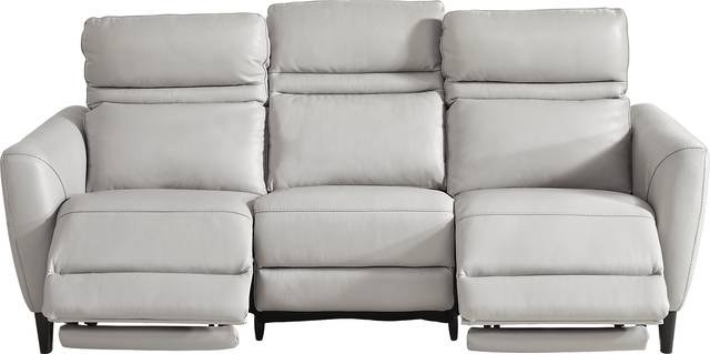 Larino Light Gray Leather 3 Pc Living Room with Dual Power Reclining Sofa - Thumbnail - Image 3