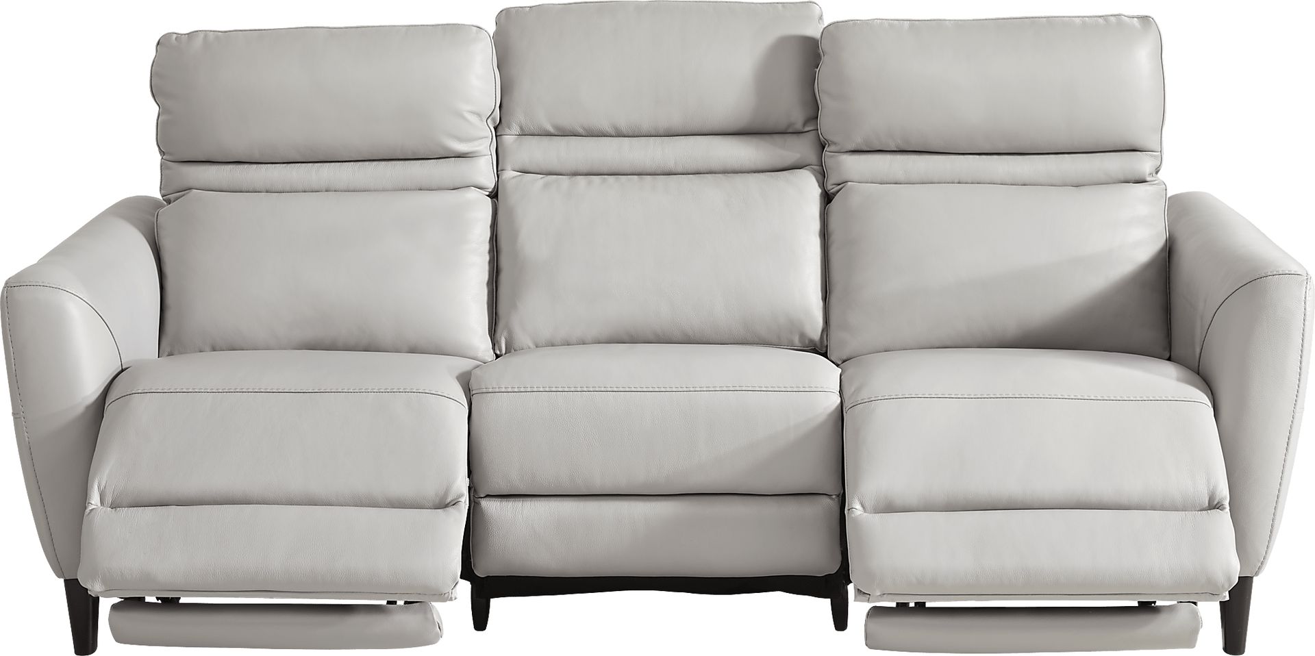 Larino Light Gray Leather 7 Pc Living Room with Dual Power Reclining Sofa - Image 3