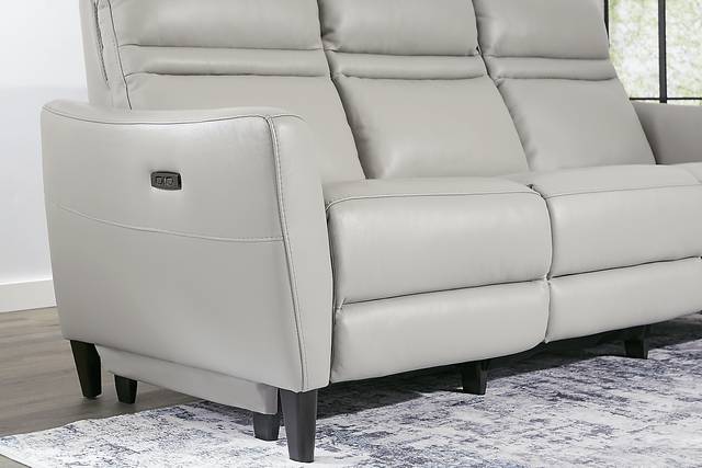 Larino Light Gray Leather 3 Pc Living Room with Dual Power Reclining Sofa - Thumbnail - Image 8