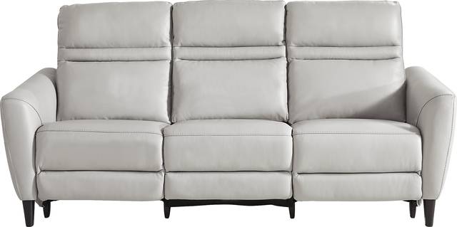 Larino Light Gray Leather 3 Pc Living Room with Dual Power Reclining Sofa - Thumbnail - Image 2