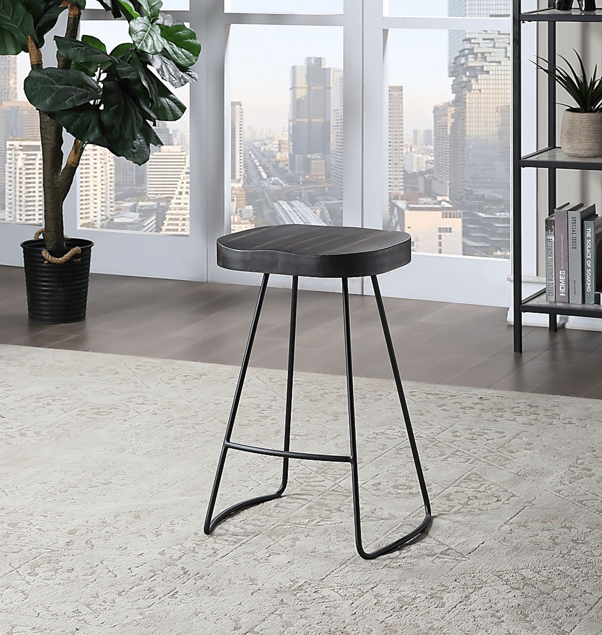 Larkmartin Brown Swivel Barstool - Image 7