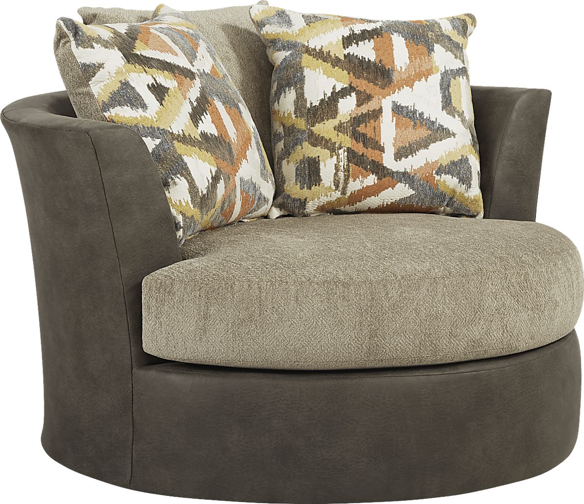 Novelia Beige Polyester Fabric Swivel Chair - Rooms To Go