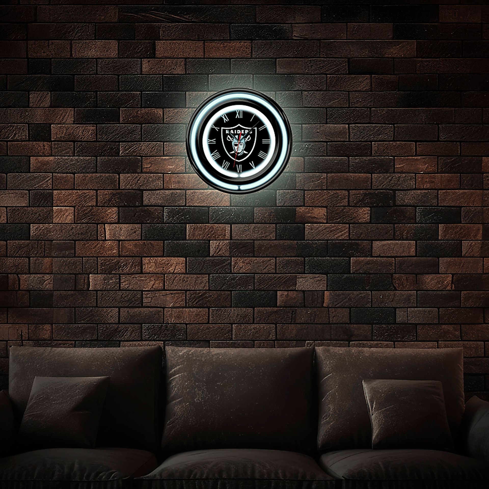 Las Vegas Raiders Black Neon Wall Clock - Image 2