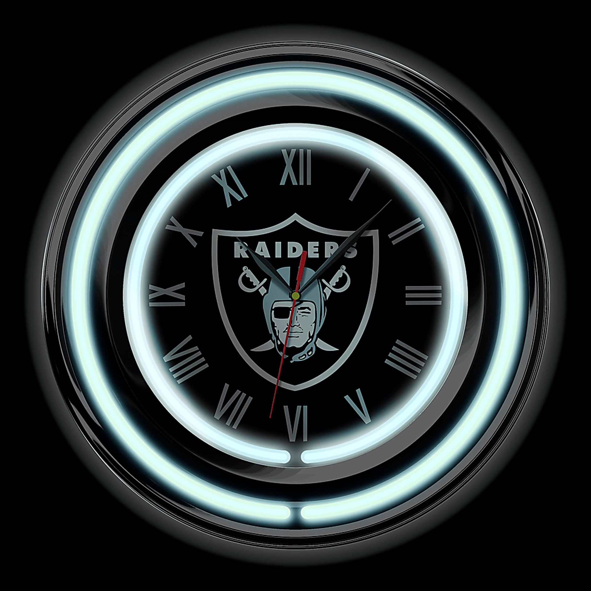 Las Vegas Raiders Black Neon Wall Clock - Image 3