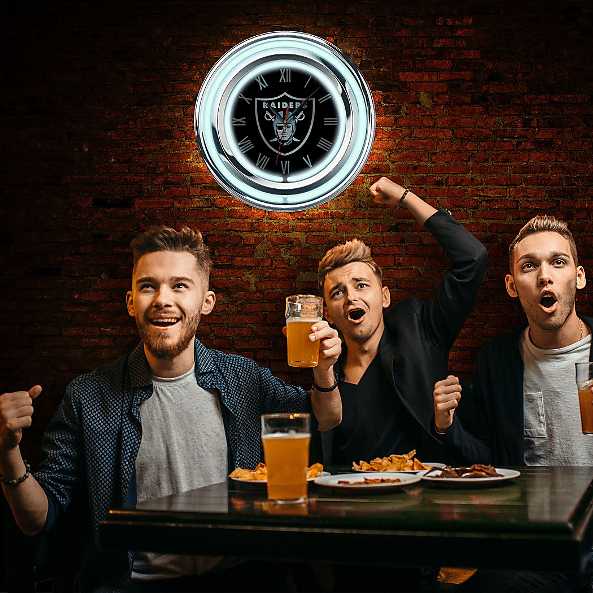 Las Vegas Raiders Black Neon Wall Clock - Image 5