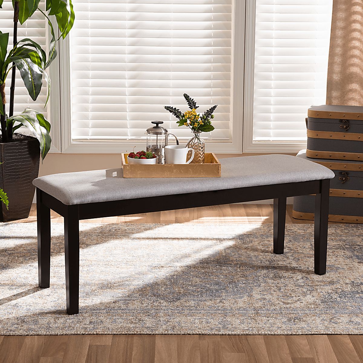 Lasic Brown Dark Wood Bench | Rooms to Go