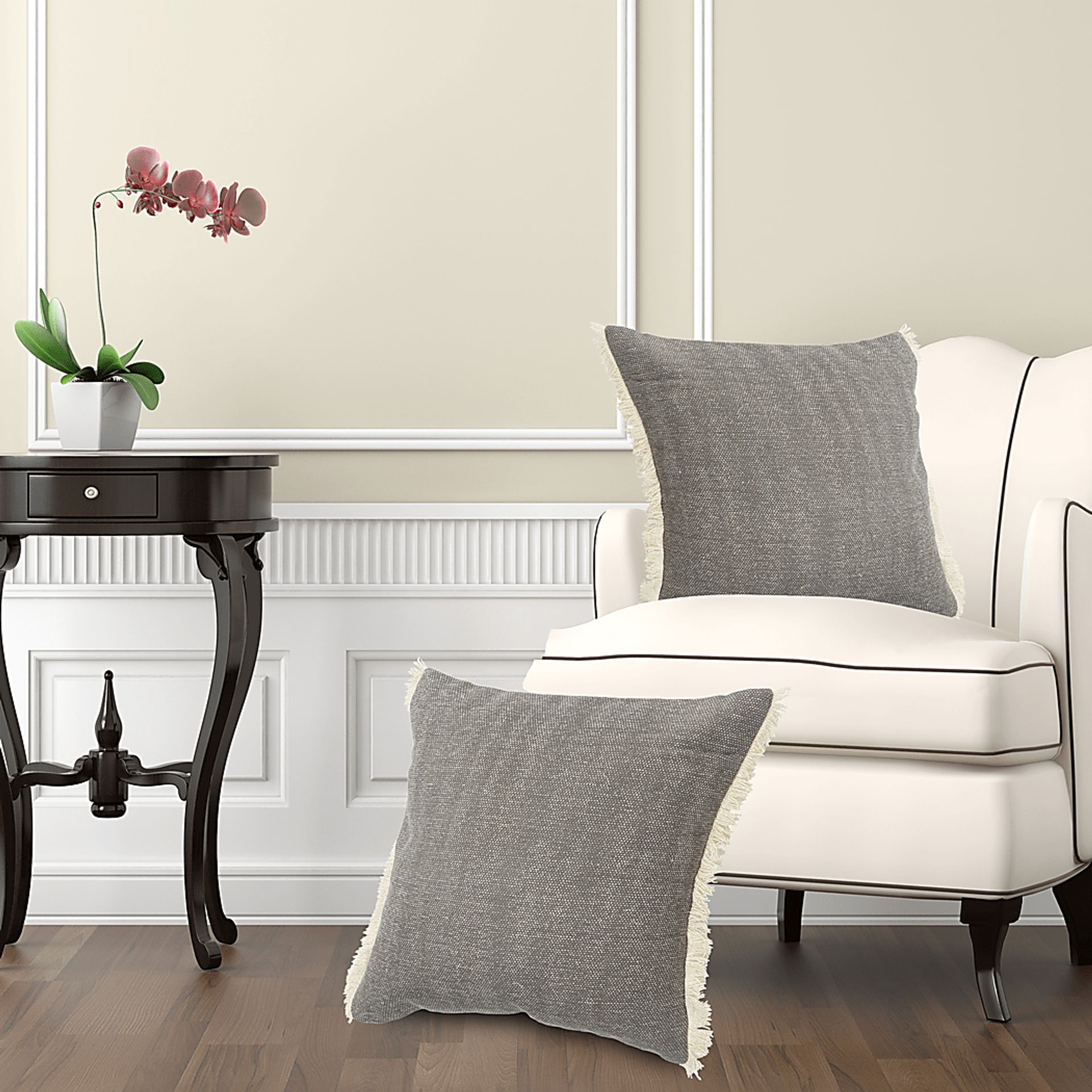Laspelan Gray Throw Pillow - Image 2