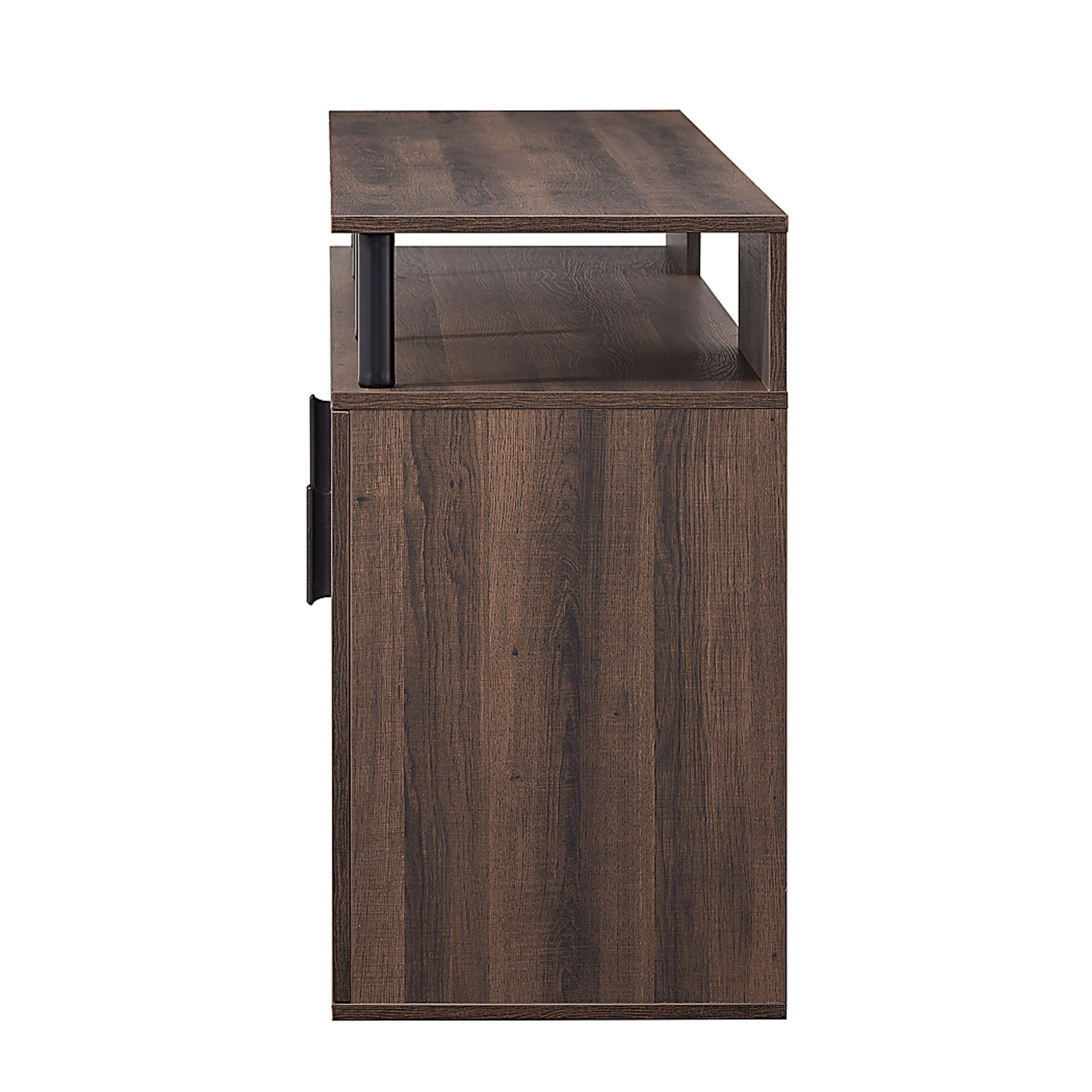 Latchwood I Brown 63 in. Console With Electric Log Fireplace - Image 3