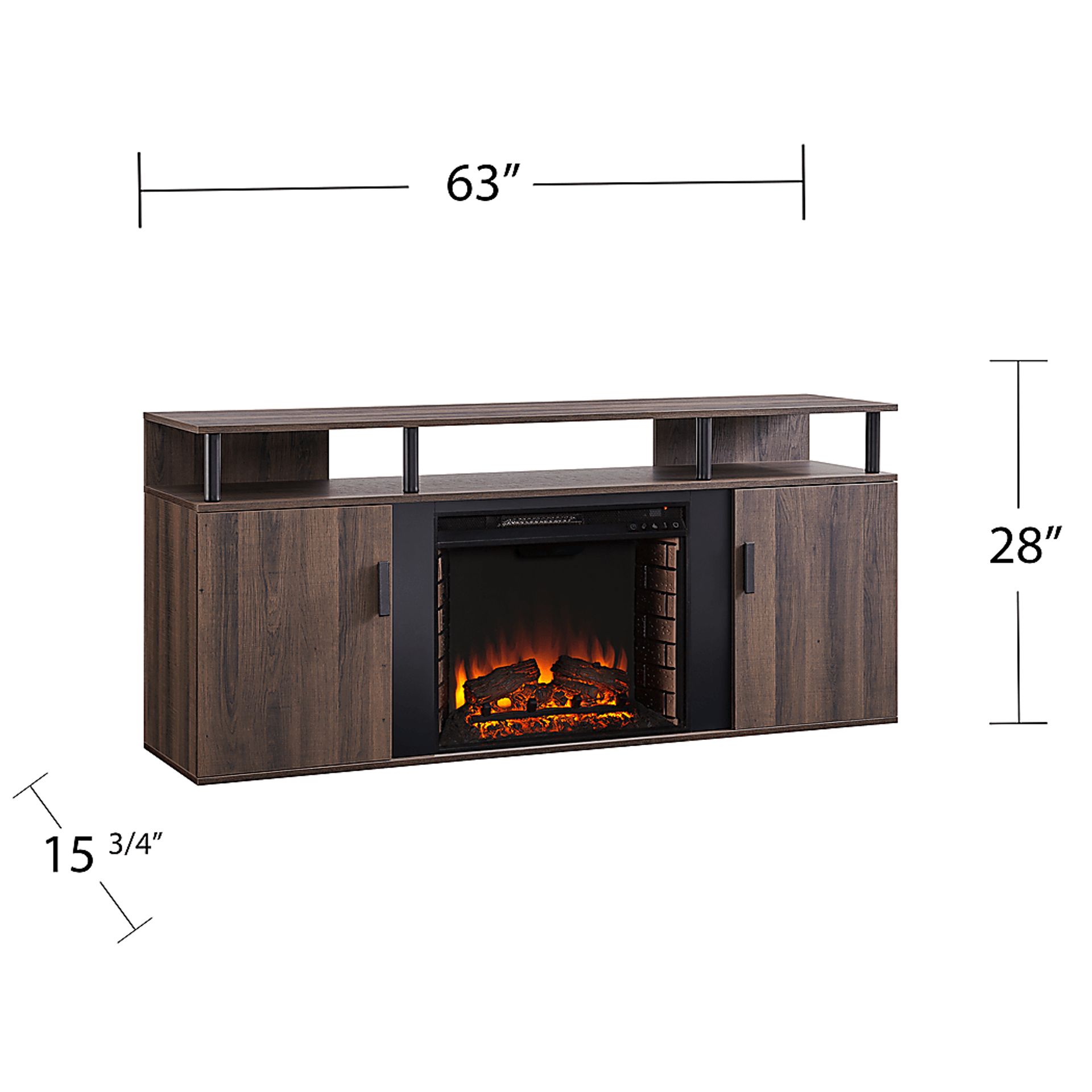 Latchwood I Brown 63 in. Console With Electric Log Fireplace - Image 10
