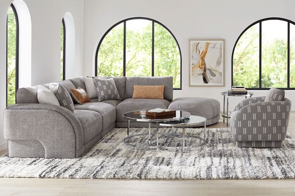 Latham Court 5 Pc Left Sectional With Pie Ottoman