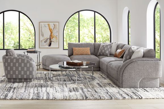 Latham Court 5 Pc Right Sectional With Pie Ottoman