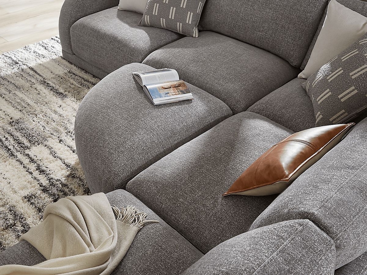 Latham Court Gray Woven Pie Bumper Ottoman | Rooms to Go