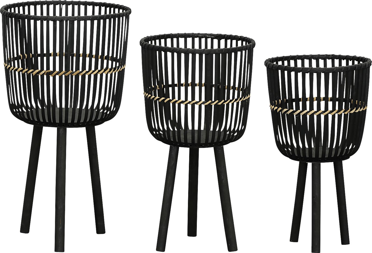 Lathrrop Black Planter, Set of 3