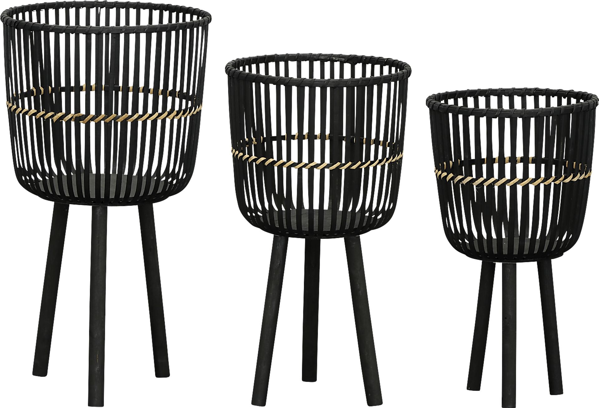 Lathrrop Black Planter, Set of 3 - Image 1