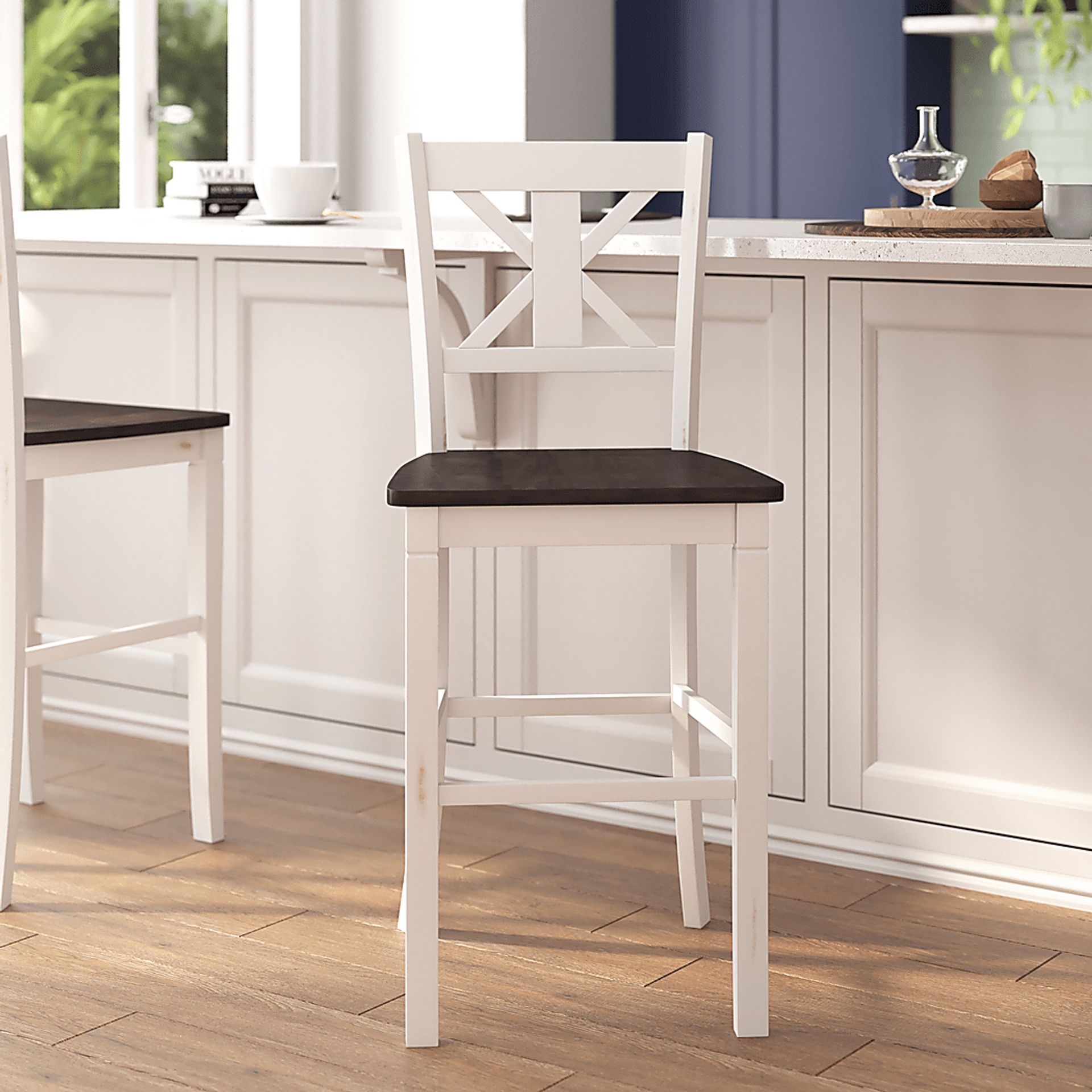 Latourette White Barstool, Set of 2 - Image 2