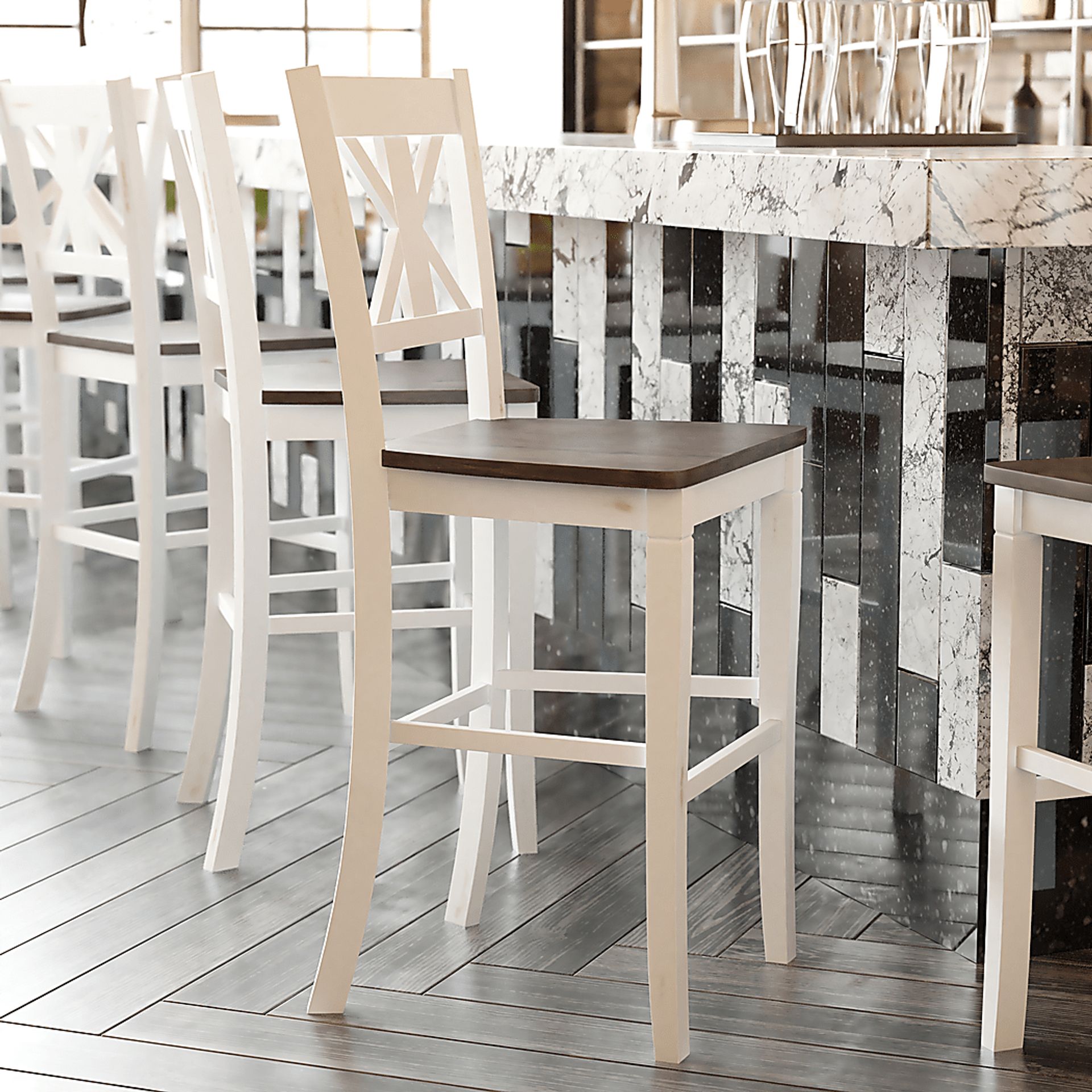 Latourette White Barstool, Set of 2 - Image 4