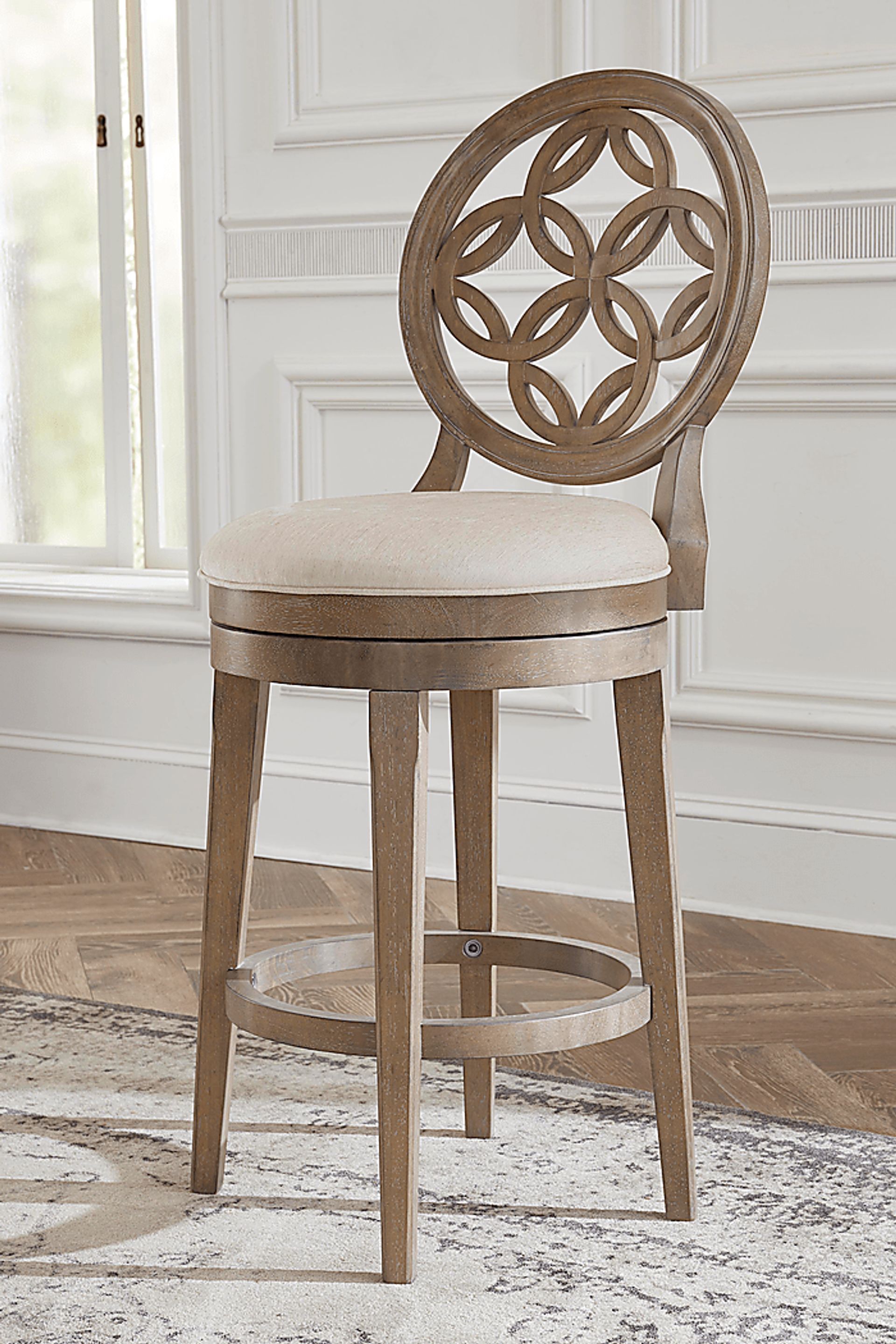 Lattimo Cream Swivel Barstool - Image 2