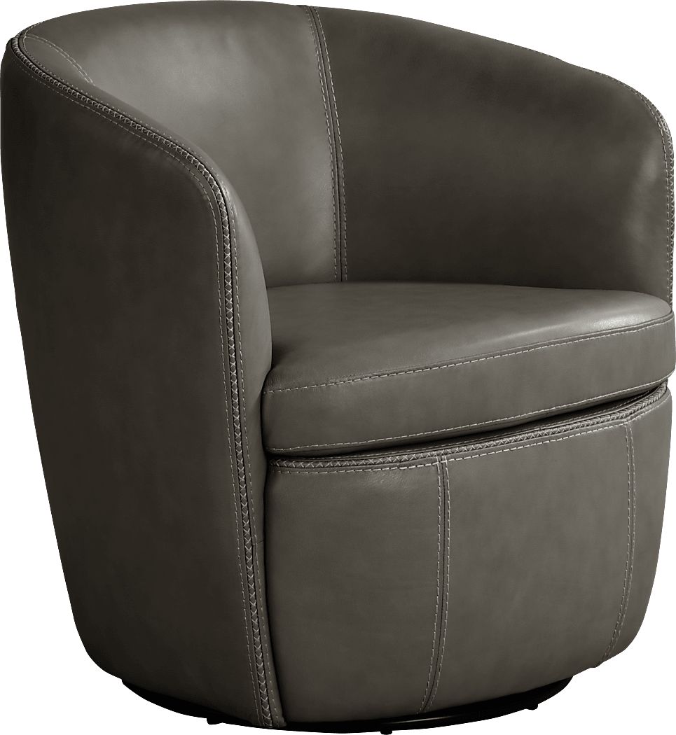 Laumont Gray Leather Swivel Accent Chair | Rooms to Go