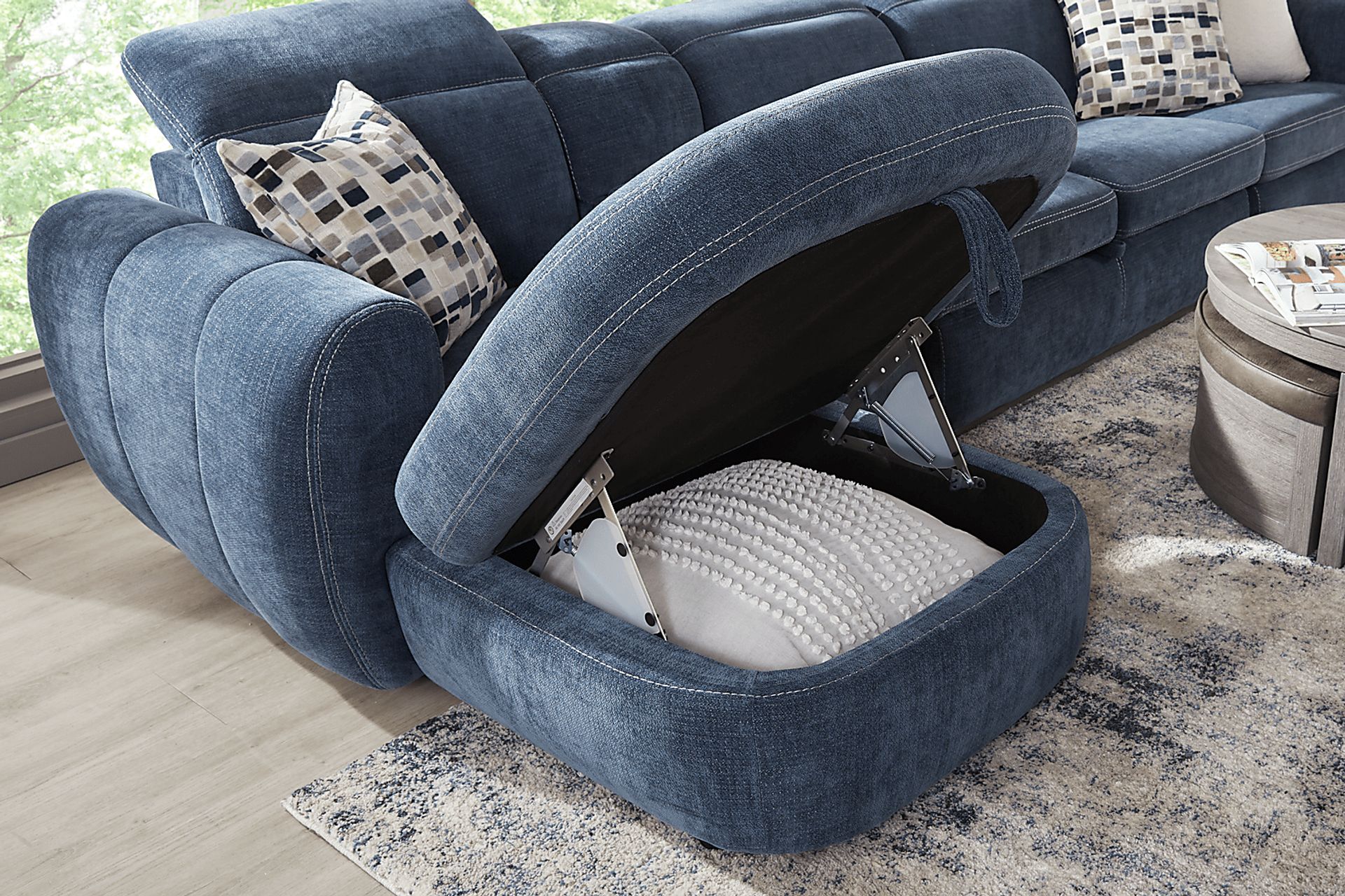 Laurel Heights Blue 6 Pc Dual Power Reclining Sleeper Sectional - Image 12