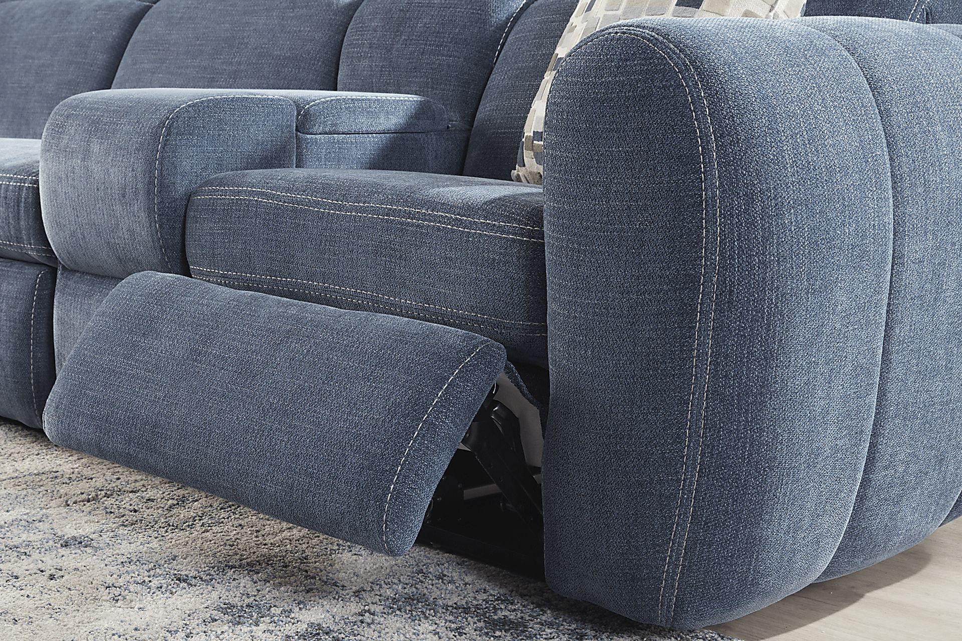 Laurel Heights Blue 6 Pc Dual Power Reclining Sleeper Sectional - Image 5