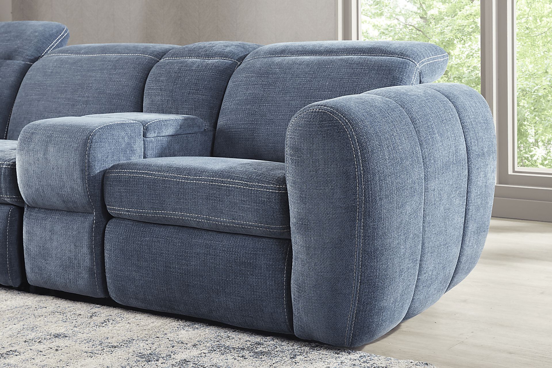 Laurel Heights Blue 6 Pc Dual Power Reclining Sleeper Sectional - Image 6