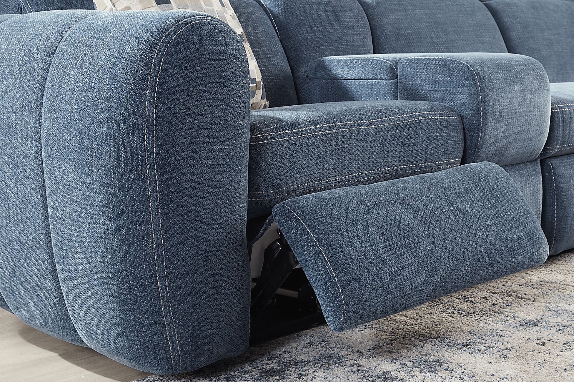 Laurel Heights Blue 6 Pc Dual Power Reclining Sleeper Sectional - Image 5