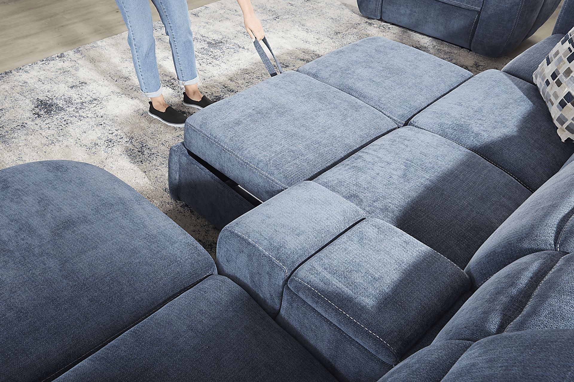 Laurel Heights Blue 6 Pc Dual Power Reclining Sleeper Sectional - Image 9