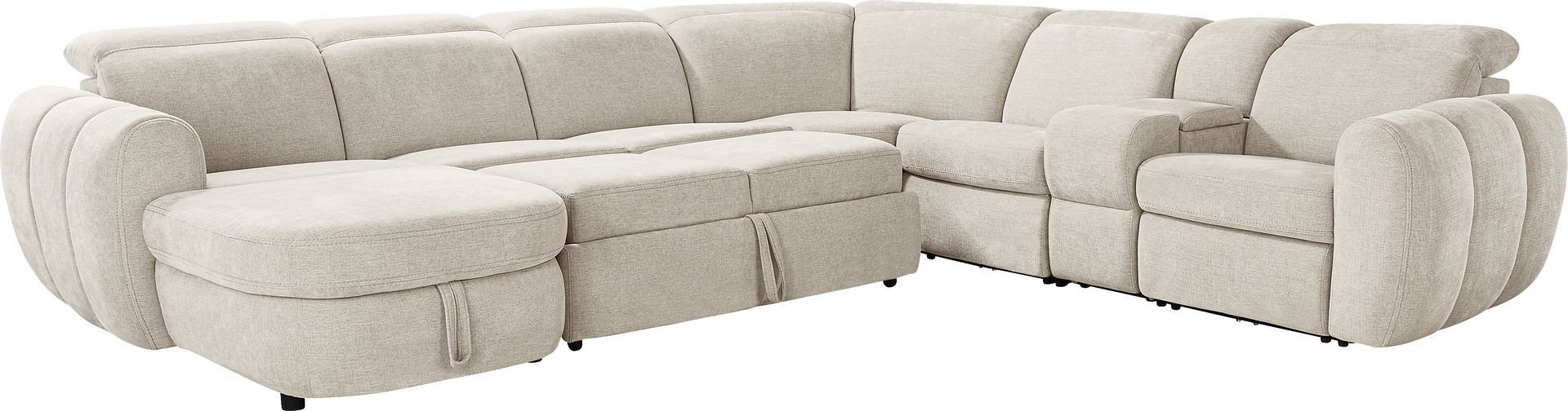 Laurel Heights Gray 6 Pc Dual Power Reclining Sleeper Sectional - Image 3