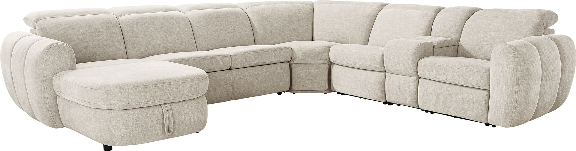 Laurel Heights Gray 6 Pc Dual Power Reclining Sleeper Sectional - Image 4