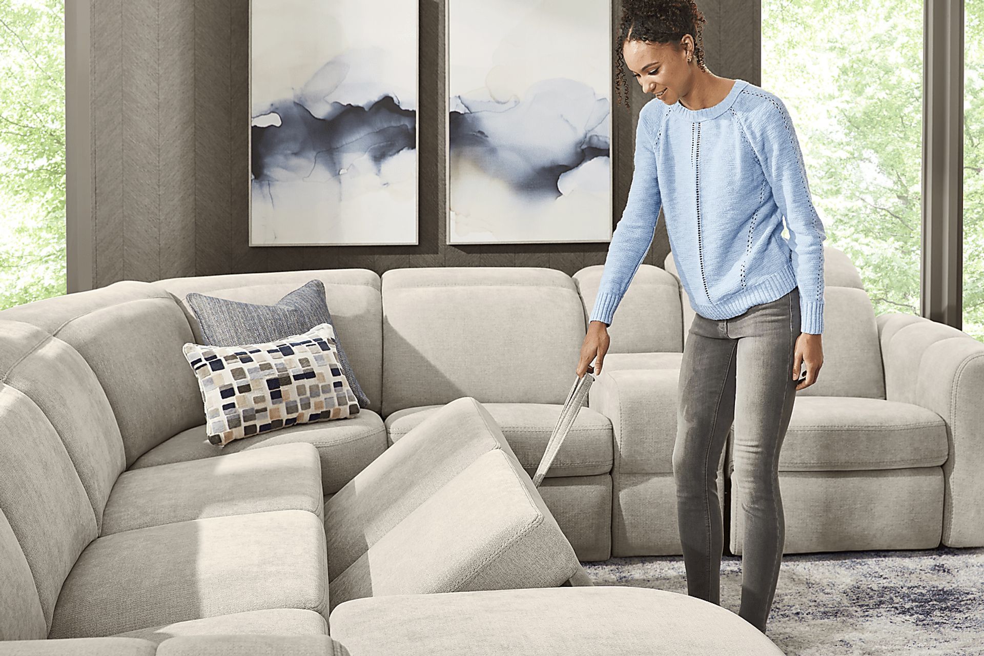 Laurel Heights Gray 6 Pc Dual Power Reclining Sleeper Sectional - Image 7