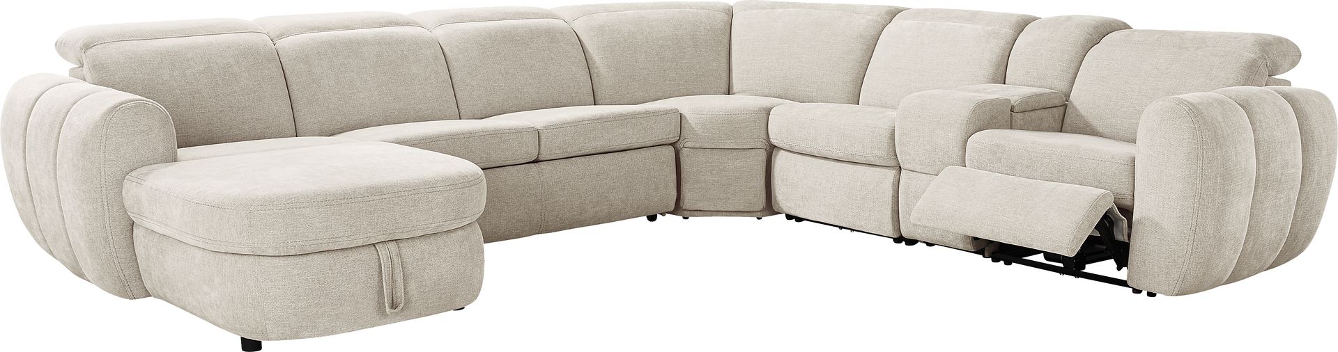 Laurel Heights Gray 6 Pc Dual Power Reclining Sleeper Sectional - Image 1