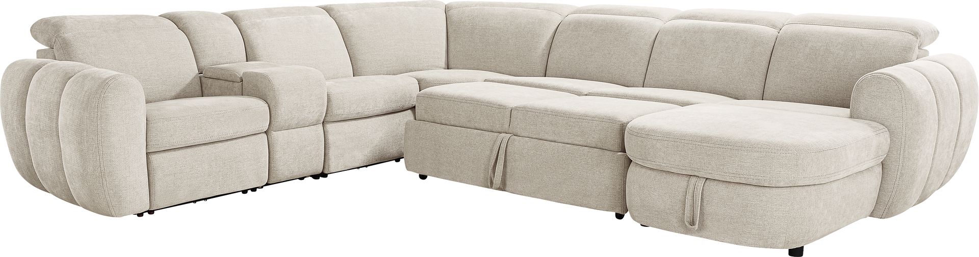 Laurel Heights Gray 6 Pc Dual Power Reclining Sleeper Sectional - Image 3