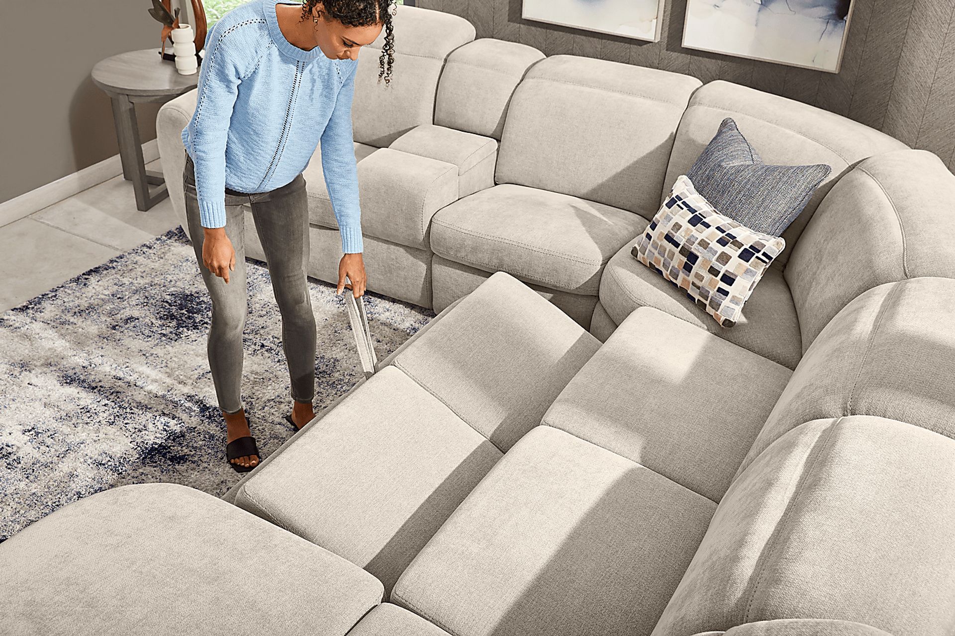 Laurel Heights Gray 6 Pc Dual Power Reclining Sleeper Sectional - Image 5