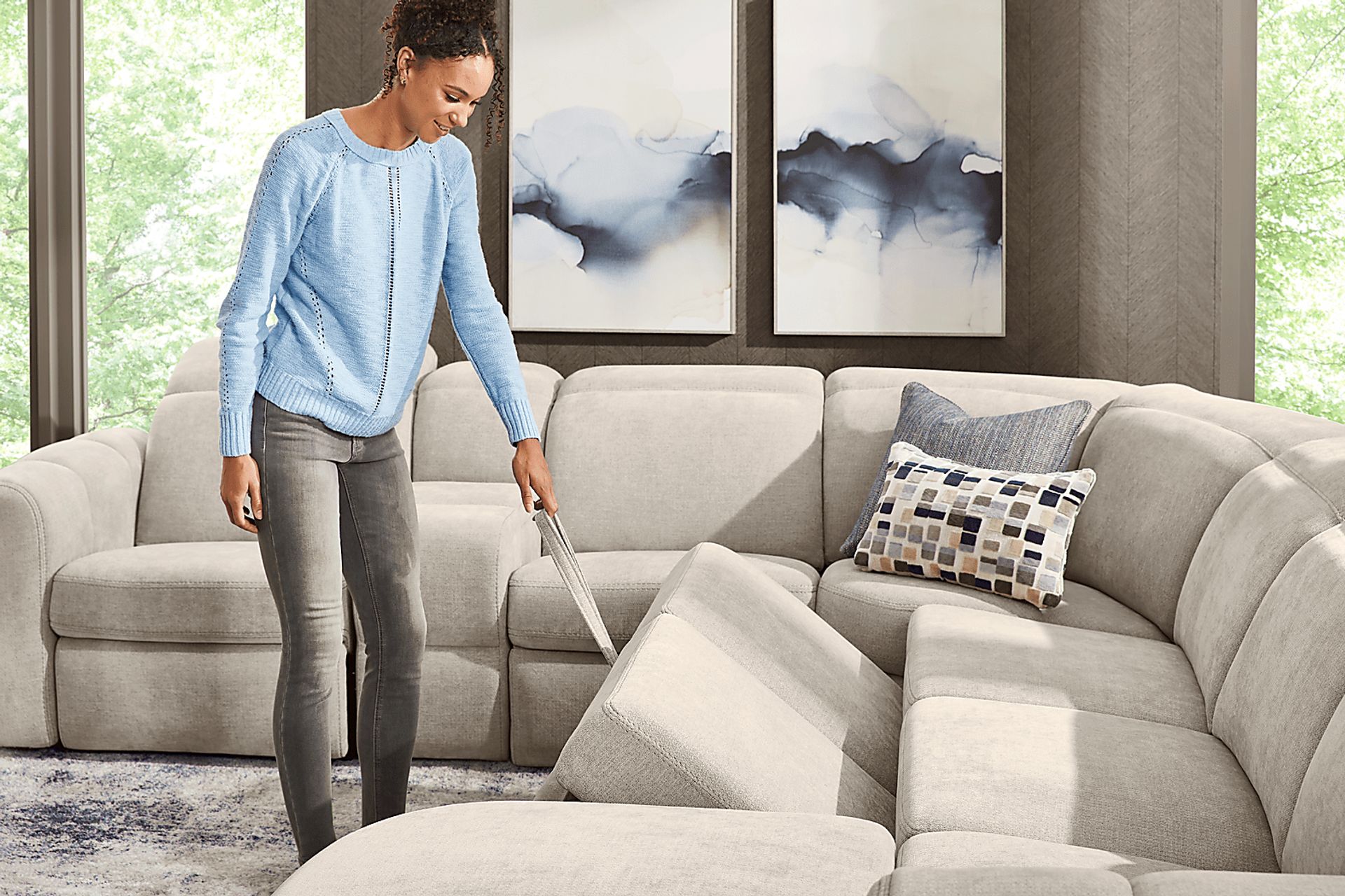 Laurel Heights Gray 6 Pc Dual Power Reclining Sleeper Sectional - Image 7