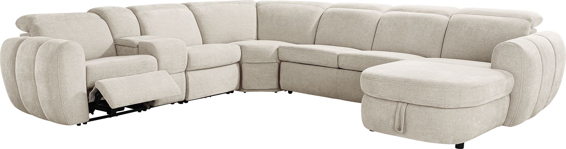 Laurel Heights Gray 6 Pc Dual Power Reclining Sleeper Sectional - Image 1