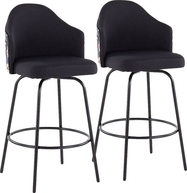 Laurina Black Counter Height Stool, Set of 2 - Thumbnail - Image 1
