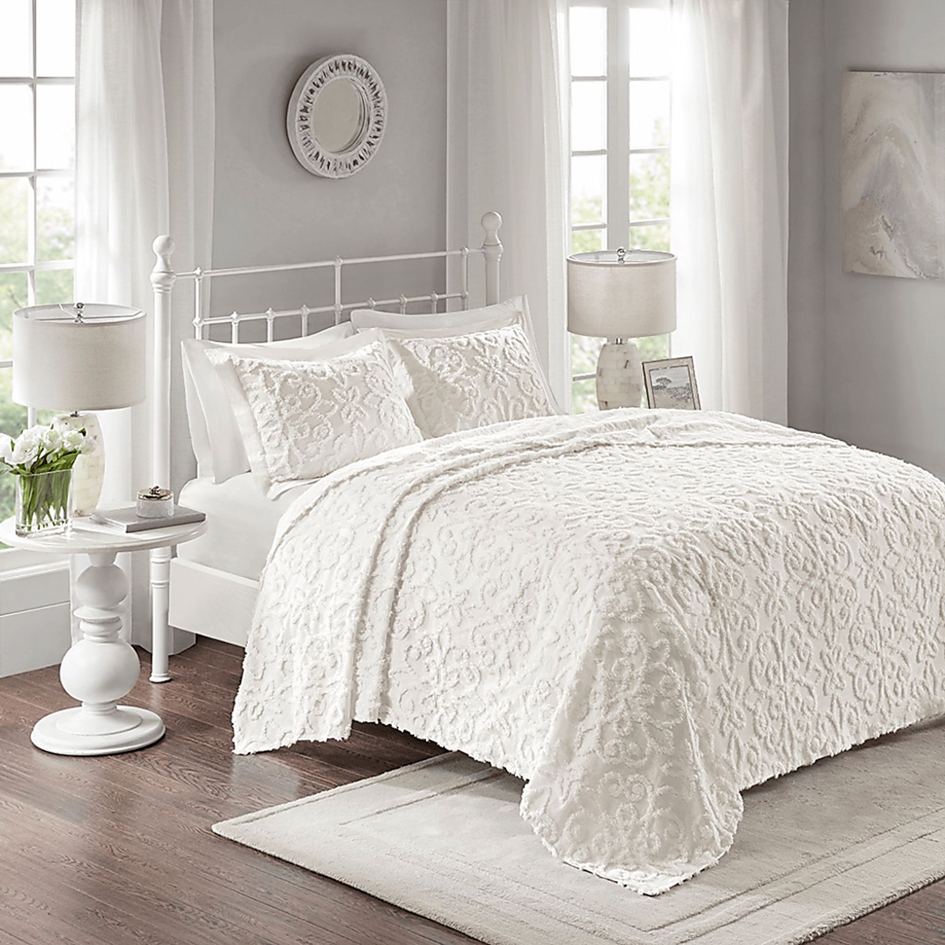 Laussat White 3 Pc Full/Queen Bedspread Set - Image 1