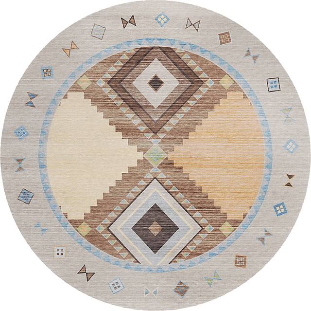 Lawnbrook Beige/Multi 8' Round Rug - Thumbnail - Image 1