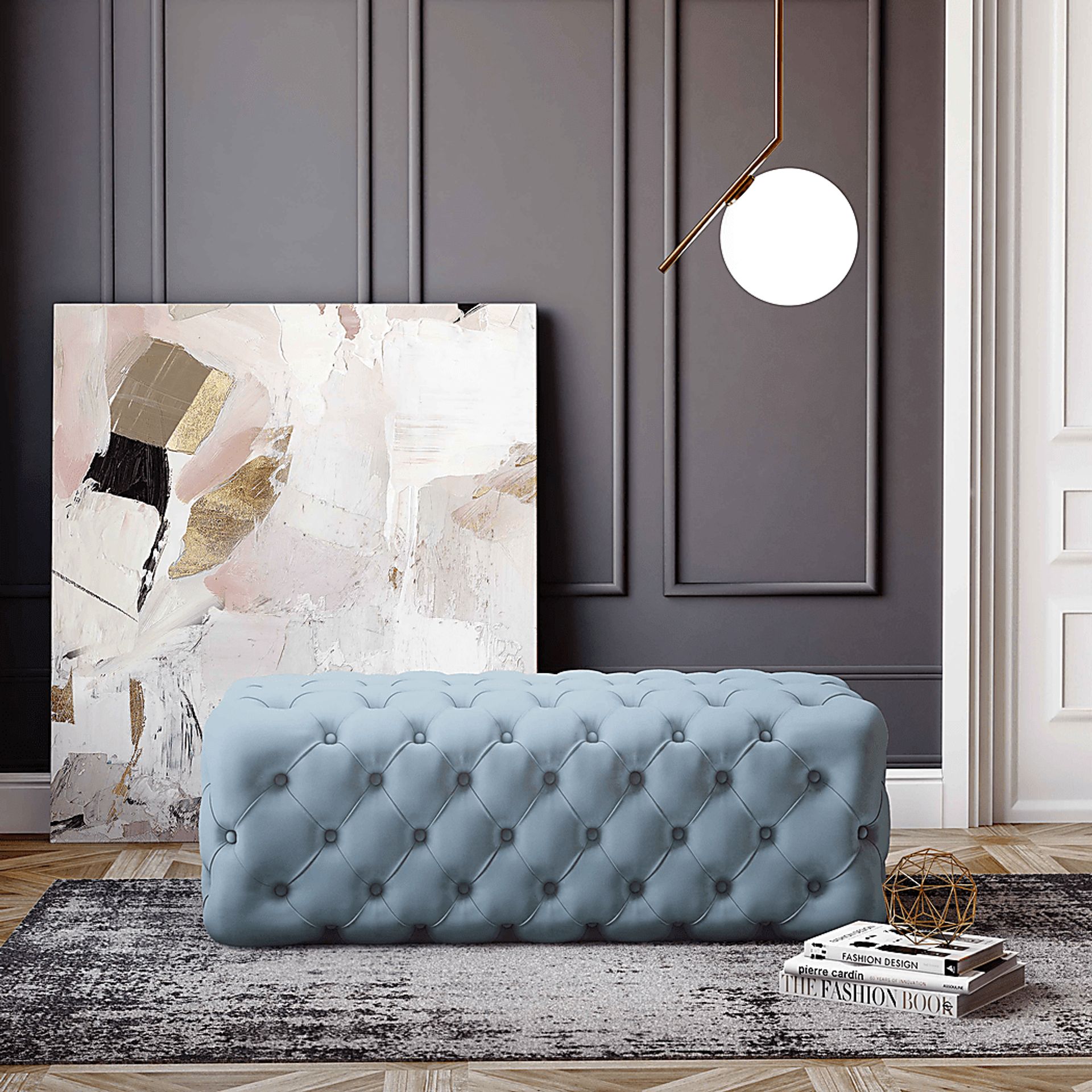 Layla Quinn Blue Ottoman - Image 6
