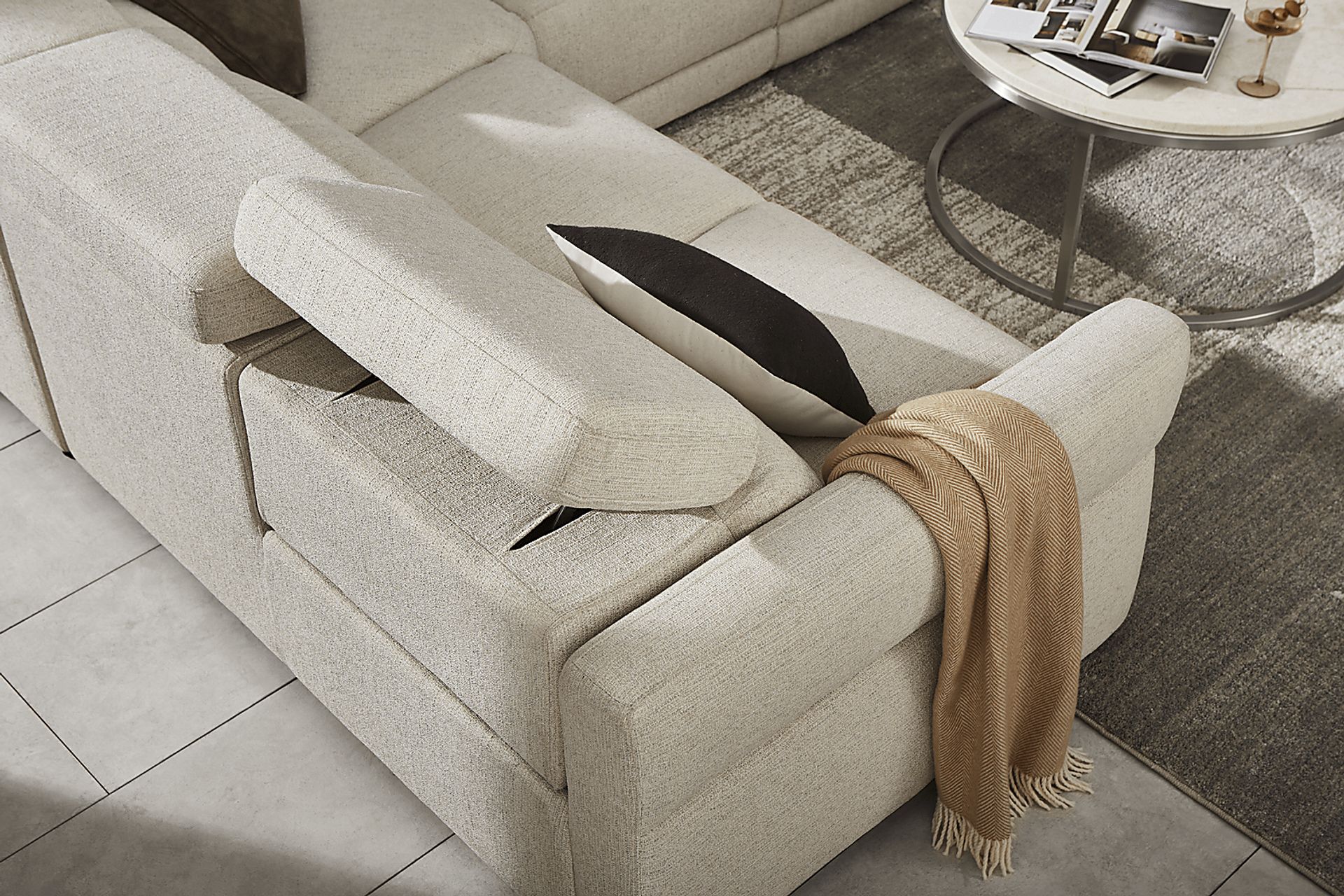 Layton Beige 3 Pc Dual Power Reclining Sectional - Image 8