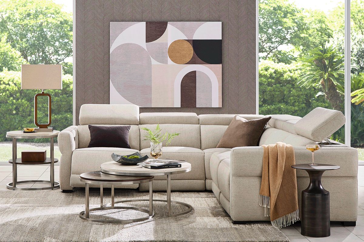 Layton Beige 3 Pc Dual Power Reclining Sectional
