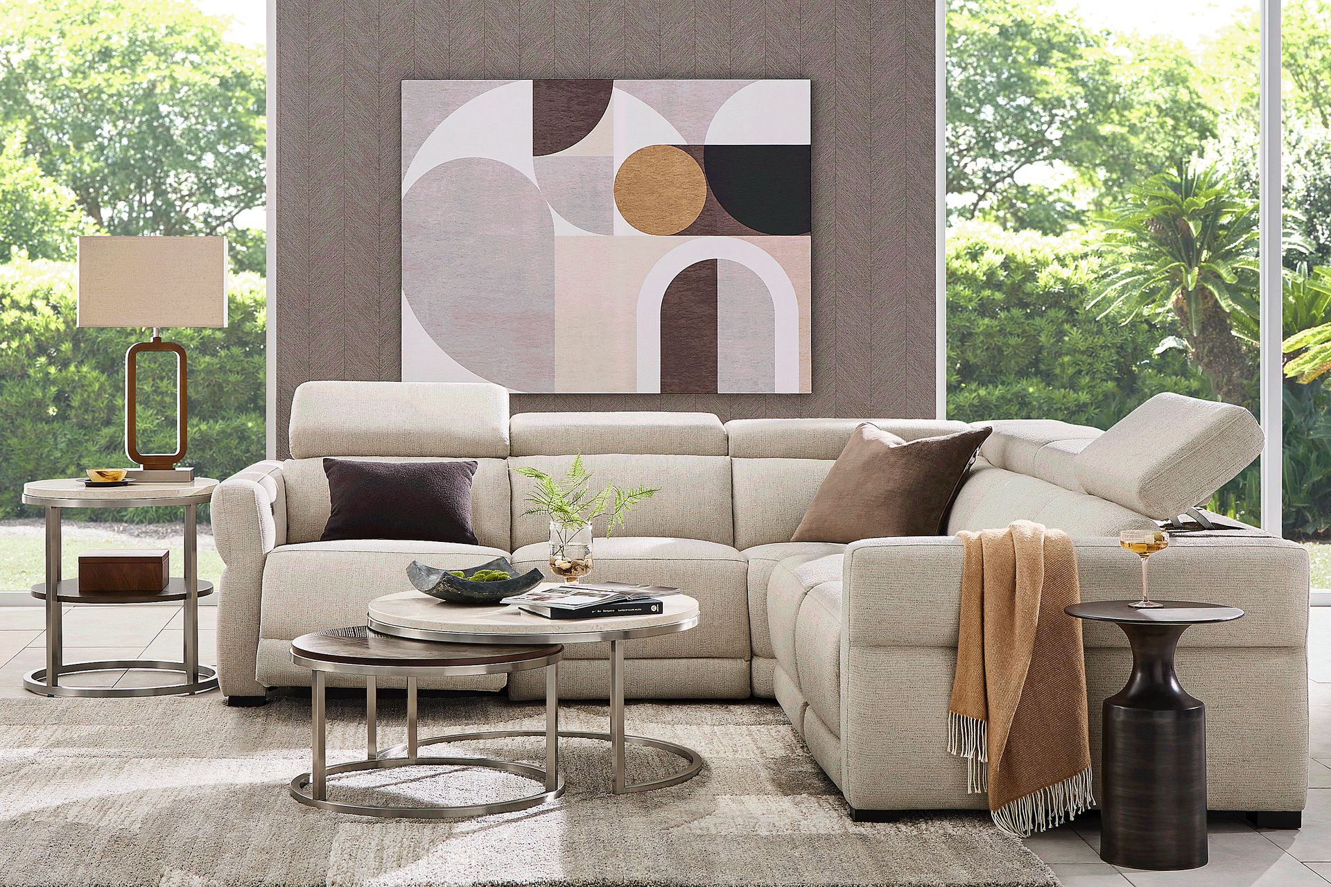 Layton Beige 3 Pc Dual Power Reclining Sectional - Image 2